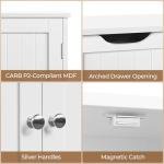 Yaheetech Wooden Bathroom Floor Cabinet, Side Storage Organizer Cabinet with 4 Drawers & Double Doors, Freestanding Entryway Storage Unit Console Table, Bathroom Furniture Home Decor, White