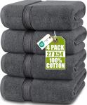 Utopia Towels 4 Pack Premium Bath Towels Set, (27 x 54 Inches) 100% Ring Spun Cotton 600GSM, Lightweight and Highly Absorbent Quick Drying Towels, Perfect for Daily Use (Grey)