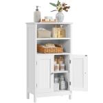 Yaheetech Bathroom Floor Cabinet, Free Standing Cabinet with Double Door and Adjustable Shelf, Side Tall Storage Organizer for Living Room/Kitchen/Hallway/Home Office, White