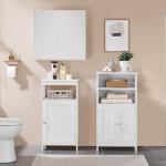Yaheetech Bathroom Floor Cabinet, Free Standing Cabinet with Double Door and Adjustable Shelf, Side Tall Storage Organizer for Living Room/Kitchen/Hallway/Home Office, White