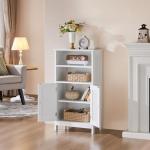 Yaheetech Bathroom Floor Cabinet, Free Standing Cabinet with Double Door and Adjustable Shelf, Side Tall Storage Organizer for Living Room/Kitchen/Hallway/Home Office, White