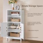 Yaheetech Bathroom Floor Cabinet, Free Standing Cabinet with Double Door and Adjustable Shelf, Side Tall Storage Organizer for Living Room/Kitchen/Hallway/Home Office, White