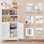 Yaheetech Bathroom Floor Cabinet, Free Standing Cabinet with Double Door and Adjustable Shelf, Side Tall Storage Organizer for Living Room/Kitchen/Hallway/Home Office, White