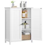Yaheetech Bathroom Floor Cabinet, Modern Storage Freestanding Organizer Cabinet with Adjustable Shelves & Double Doors, 3-Tier Home Living Room Furniture, White