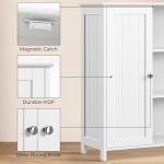Yaheetech Bathroom Floor Cabinet, Modern Storage Freestanding Organizer Cabinet with Adjustable Shelves & Double Doors, 3-Tier Home Living Room Furniture, White