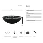 Bathroom Vessel Sink, 16.5" Artistic Glass Bathroom Bowl Basin with Faucet, Mounting Ring and Pop Up Drain, Black