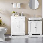 Yaheetech Free Standing Bathroom Cabinet with 1 Drawer 2 Doors and Adjustable Shelf, Wooden Entryway Storage Cabinet, 11.8D x 23.6W x 31.5H in, White