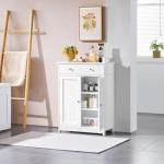 Yaheetech Free Standing Bathroom Cabinet with 1 Drawer 2 Doors and Adjustable Shelf, Wooden Entryway Storage Cabinet, 11.8D x 23.6W x 31.5H in, White