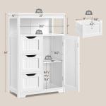 Yaheetech Bathroom Floor Cabinet Wooden Storage Organizer with 1 Door and 3 Drawers, Free-Standing Cupboard for Kitchen/Living Room/Bathroom Use, White