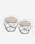 VASAGLE Round Coffee Table Set, Greige and Black