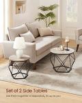 VASAGLE Round Coffee Table Set, Greige and Black