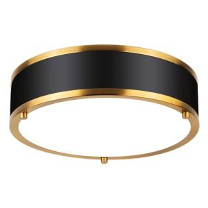 Edwarmlux 12.5 Inch LED Flush Mount Ceiling Light Fixture, 26W, Modern Ceiling Light, 3 Color Adjustable 3000K/4000K/5000K, Dimmable Ceiling Lamp for Bedroom Hallway Bathroom Kitchen (Black Gold)