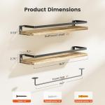 AMADA HOMEFURNISHING Bathroom Shelves with Towel Bar, Floating Shelves, Wall Shelves for Bathroom/Living Room/Kitchen/Bedroom, Light Brown Shelves Set of 2 - AMFS01