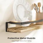 AMADA HOMEFURNISHING Bathroom Shelves with Towel Bar, Floating Shelves, Wall Shelves for Bathroom/Living Room/Kitchen/Bedroom, Light Brown Shelves Set of 2 - AMFS01