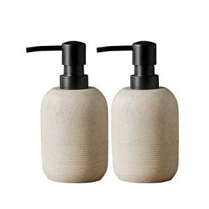 GalDal 2pcs/Set Beige Hand Soap Dispenser Sets,Resin Liquid Soap Dispenser for Bathroom Countertop,Dish Wash Soap Dispenser for Kitchen-10.6oz.