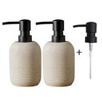 GalDal 2pcs/Set Beige Hand Soap Dispenser Sets,Resin Liquid Soap Dispenser for Bathroom Countertop,Dish Wash Soap Dispenser for Kitchen-10.6oz.