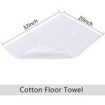 TOMORO Luxury Bath Mat Towels - 2 Pieces Cotton Absorbent Hotel Spa Shower Floor Towel Set for Bathroom Rug Pad, 20 x 32 Inches (White)