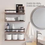 RICHER HOUSE Dual-Level Guardrail Bathroom Shelves, Wood Floating Shelf Wall Mounted, Over Toilet Paper Storage Shelf for Bathroom Wall Decor, Bathroom Organizers and Kitchen Storage - Rustic Brown