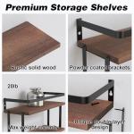 RICHER HOUSE Dual-Level Guardrail Bathroom Shelves, Wood Floating Shelf Wall Mounted, Over Toilet Paper Storage Shelf for Bathroom Wall Decor, Bathroom Organizers and Kitchen Storage - Rustic Brown