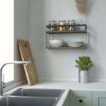 RICHER HOUSE Dual-Level Guardrail Bathroom Shelves, Wood Floating Shelf Wall Mounted, Over Toilet Paper Storage Shelf for Bathroom Wall Decor, Bathroom Organizers and Kitchen Storage - Rustic Brown