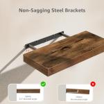 QEEIG Bathroom Shelves Over Toilet Wall Mounted Floating Shelves Farmhouse Shelf Toilet Paper Holder Small 16 inch Set of 3, Rustic Brown (019-BN3)