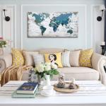 World Map Canvas Wall Art Decoration for Home