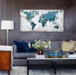 World Map Canvas Wall Art Decoration for Home