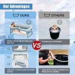 56'in Large Portable Bathtub for Adults Collapsible Soaking Tub with Anti-Slip Seat and Headrest - Space-Saving Design for Homes Apartments (Blue)