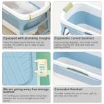 56'in Large Portable Bathtub for Adults Collapsible Soaking Tub with Anti-Slip Seat and Headrest - Space-Saving Design for Homes Apartments (Blue)