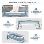 56'in Large Portable Bathtub for Adults Collapsible Soaking Tub with Anti-Slip Seat and Headrest - Space-Saving Design for Homes Apartments (Blue)