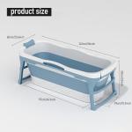 56'in Large Portable Bathtub for Adults Collapsible Soaking Tub with Anti-Slip Seat and Headrest - Space-Saving Design for Homes Apartments (Blue)