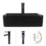 Puluomis 32-Inch Traditional Bathroom Vanity Set in Black Finish, Single Bathroom Vanity with 4 Drawers, Black Ceramic Sink Top with Single Faucet Hole