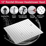 Shower Head, NERDON 12'' High Pressure Rainfall Shower Head Handheld Combo 5 Settings with 15'' Brass Height/Angle Adjustable Extension Arm 60" Hose, Stainless Steel Bath Rain Showerhead with 4 Hooks