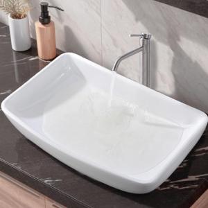 Hotis 23" x 15" Large Vessel Sink, Above Counter White Bathroom Sink, Modern Porcelain Ceramic Vessel Sinks for Bathrooms, Countertop Art Basin Sinks for Vanity Lavatory Bath