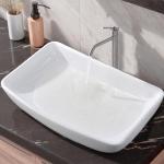 Hotis 23" x 15" Large Vessel Sink, Above Counter White Bathroom Sink, Modern Porcelain Ceramic Vessel Sinks for Bathrooms, Countertop Art Basin Sinks for Vanity Lavatory Bath