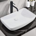 Hotis 23" x 15" Large Vessel Sink, Above Counter White Bathroom Sink, Modern Porcelain Ceramic Vessel Sinks for Bathrooms, Countertop Art Basin Sinks for Vanity Lavatory Bath