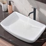 Hotis 23" x 15" Large Vessel Sink, Above Counter White Bathroom Sink, Modern Porcelain Ceramic Vessel Sinks for Bathrooms, Countertop Art Basin Sinks for Vanity Lavatory Bath