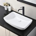 Hotis 23" x 15" Large Vessel Sink, Above Counter White Bathroom Sink, Modern Porcelain Ceramic Vessel Sinks for Bathrooms, Countertop Art Basin Sinks for Vanity Lavatory Bath