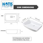 Hotis 23" x 15" Large Vessel Sink, Above Counter White Bathroom Sink, Modern Porcelain Ceramic Vessel Sinks for Bathrooms, Countertop Art Basin Sinks for Vanity Lavatory Bath