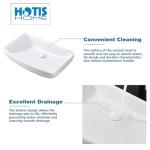 Hotis 23" x 15" Large Vessel Sink, Above Counter White Bathroom Sink, Modern Porcelain Ceramic Vessel Sinks for Bathrooms, Countertop Art Basin Sinks for Vanity Lavatory Bath