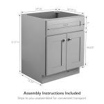 Design House 587063 Bath Modern Unassembled 2-Door Shaker Bathroom Vanity Cabinet Only, 24 x 18,Grey