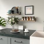 RICHER HOUSE Bathroom Shelves, Guard-Rail Floating Shelves for Wall, Wall Mounted Shelves Set of 2, Cute Bathroom Wall Organizer Decor, Over Toilet Storage Small Shelf for Kitchen - Carbonized Black