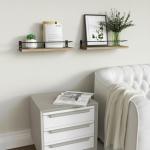 RICHER HOUSE Bathroom Shelves, Guard-Rail Floating Shelves for Wall, Wall Mounted Shelves Set of 2, Cute Bathroom Wall Organizer Decor, Over Toilet Storage Small Shelf for Kitchen - Carbonized Black