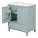 LUMISOL 30" Bathroom Vanity with Sink Set, Modern Single Bathroom Cabinet with Storage Doors and Drawer, Solid Wood Bathroom Vanity with Ceramic Sink, Green