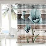 Cnayuep Shower Curtain, Farmhouse Shower Curtains for Bathroom, Rustic Shower Curtain Set Shower Curtains, Teal Floral Bathroom Shower Curtain Sets, Waterproof Bathroom Curtain Bathroom Decor 72"X72"