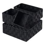 Posprica Woven Storage Baskets for Organizing, Small Black Baskets Cube Bin Container Tote Organizer Divider for Drawer, Closet, Shelf, Dresser, Set of 4