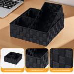 Posprica Woven Storage Baskets for Organizing, Small Black Baskets Cube Bin Container Tote Organizer Divider for Drawer, Closet, Shelf, Dresser, Set of 4