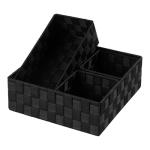 Posprica Woven Storage Baskets for Organizing, Small Black Baskets Cube Bin Container Tote Organizer Divider for Drawer, Closet, Shelf, Dresser, Set of 4