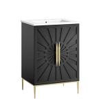 Modway Awaken Bathroom Vanity Cabinet, 24", White Black