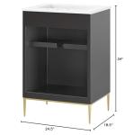 Modway Awaken Bathroom Vanity Cabinet, 24", White Black